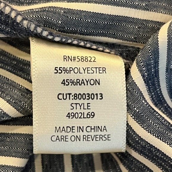 MAX STUDIO LONDON Small Blue Striped Tiered Maxi Shirt Dress Long Sleeve Collar - Picture 8 of 9